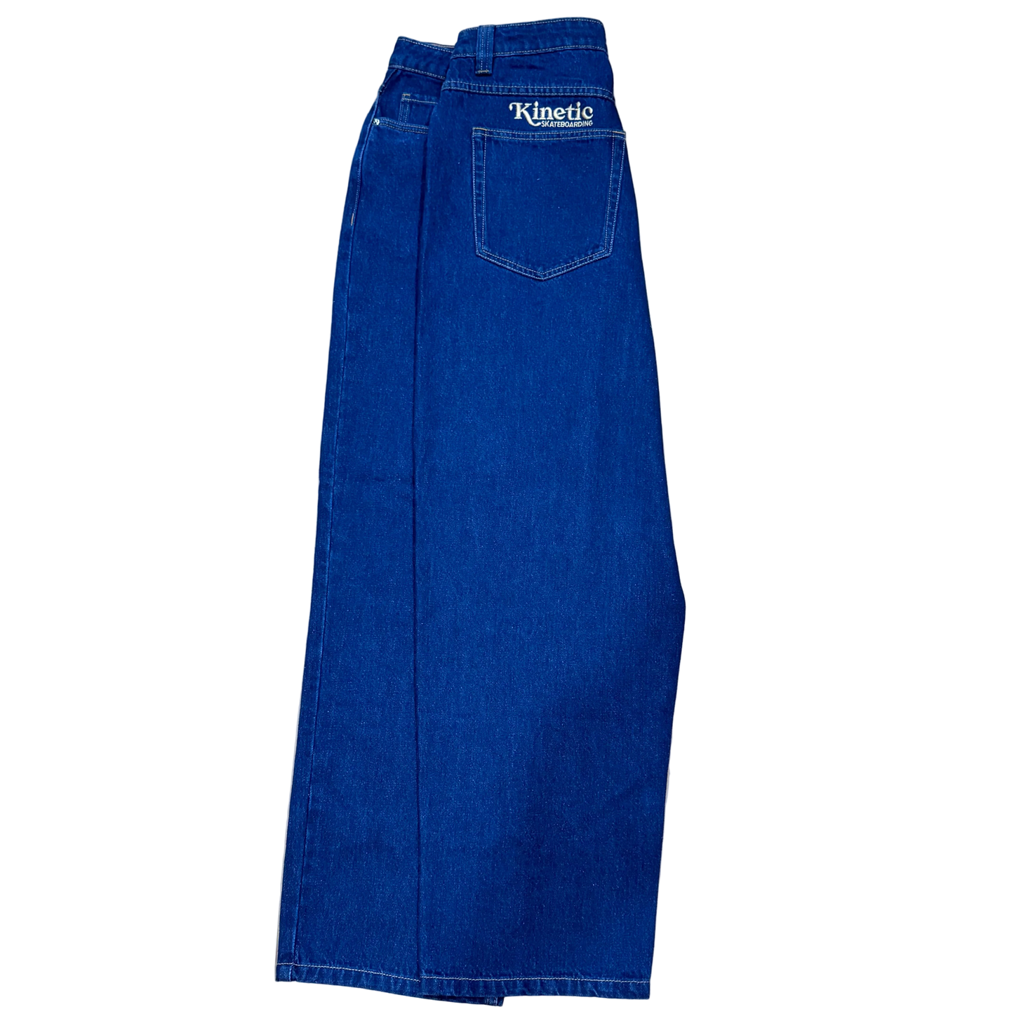 Kinetic Embroidered Baggy Denim Pants Deep Denim Blue