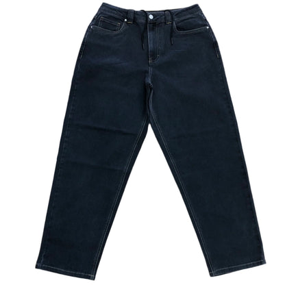 Kinetic Embroidered Baggy Denim Pants Black Gold Stitch