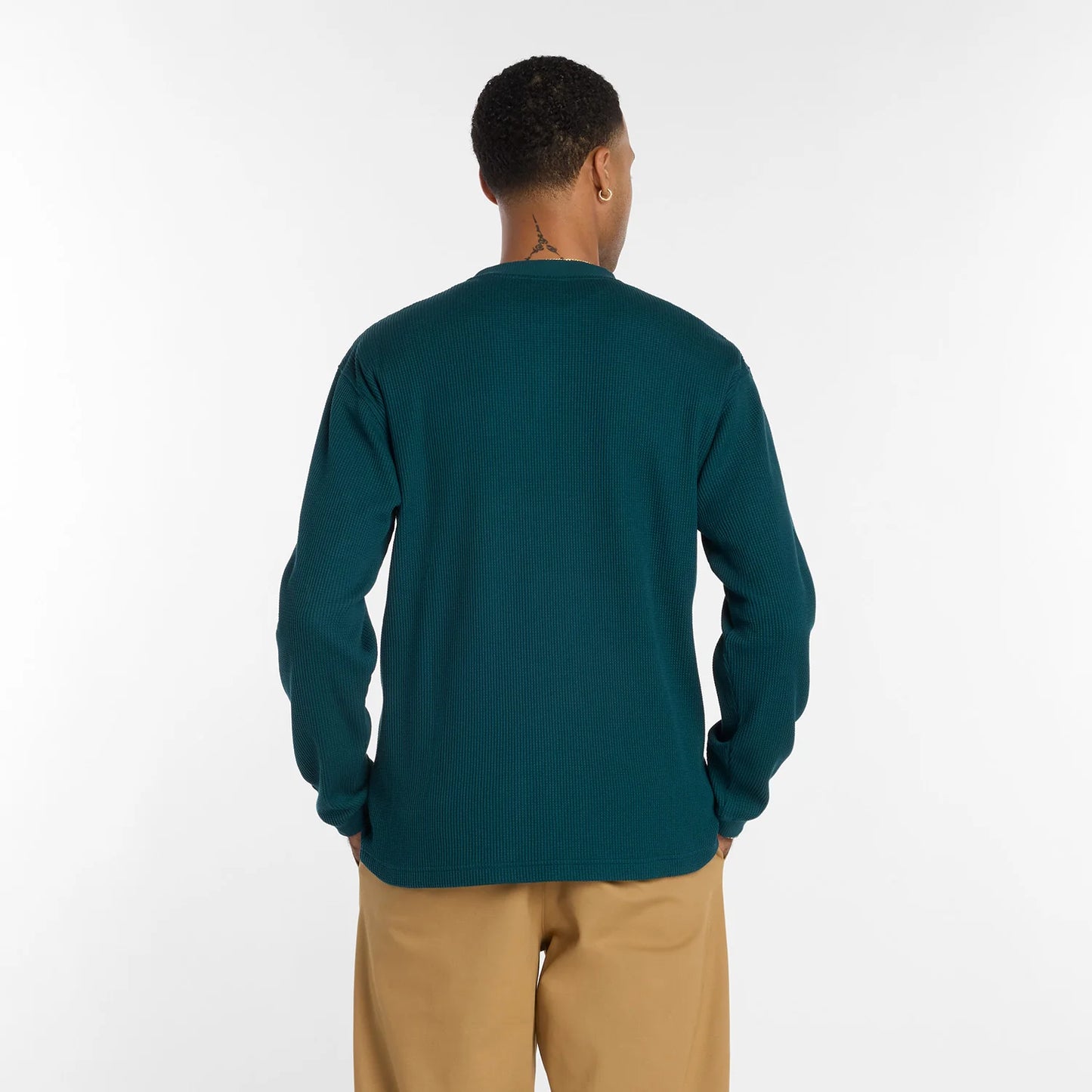 New Balance Numeric Waffle Knit Long Sleeve Henley Spruce