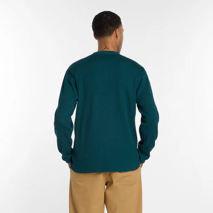 New Balance Numeric Waffle Knit Long Sleeve Henley Spruce
