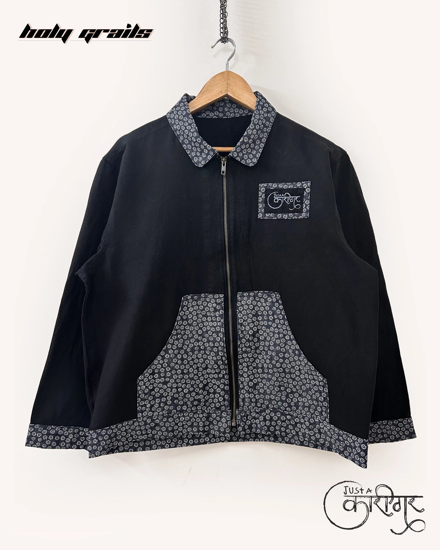 Midnight Dreams Black Denim Jacket HG x Just A Karigar