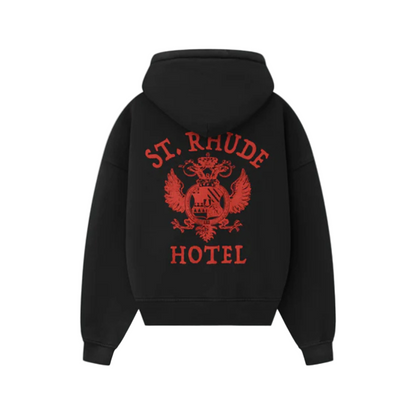 Rhude "ST. Rhude" Seal Zip-Up Hoodie - "Vintage Black"