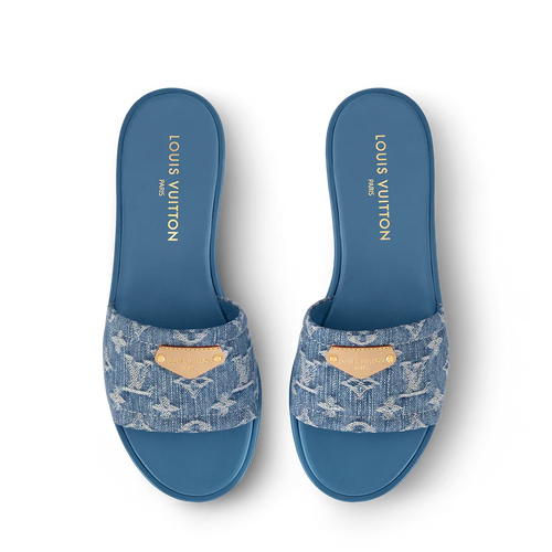 LV Lily Mule Sandals Blue Denim