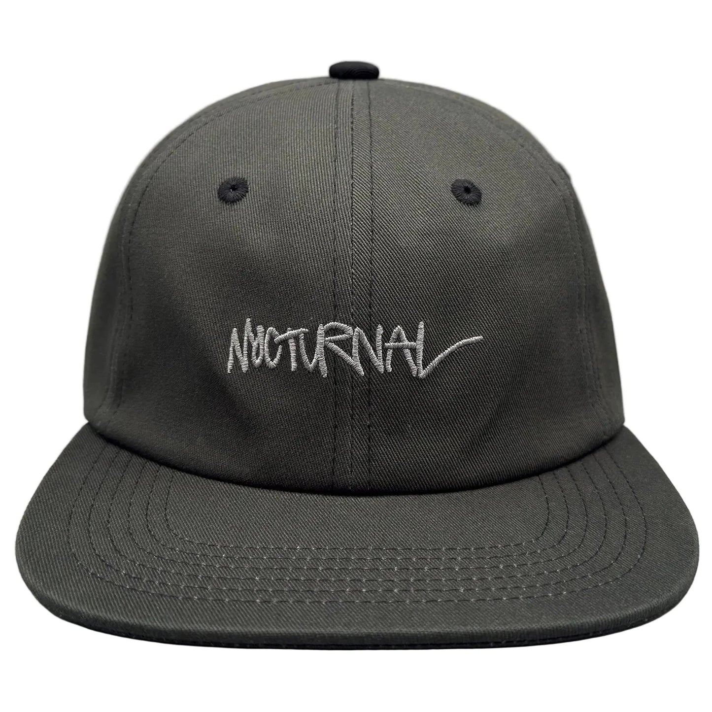 Nocturnal Script Strapback Hat Dark Green Black