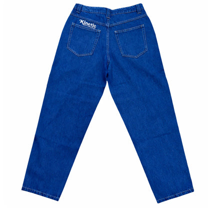 Kinetic Embroidered Baggy Denim Pants Deep Denim Blue