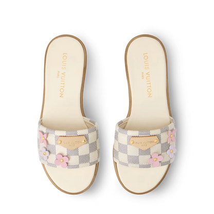 LV Lily Flat Mule Beige Damier Azur Canvas