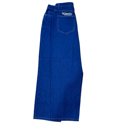 Kinetic Embroidered Baggy Denim Pants Deep Denim Blue