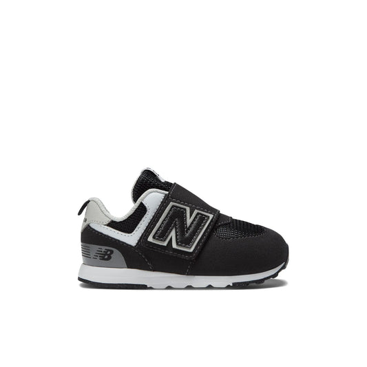 Toddler 574 B Hook & Loop in Black with Silver Metallic
