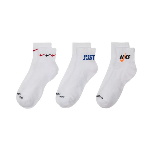 Everyday Plus Cushioned Ankle 3 Pack Sock - White/Multi