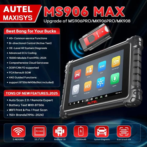 Autel MS906MAX 2026: Complete Auto Bidirectional Diagnostic Scanner