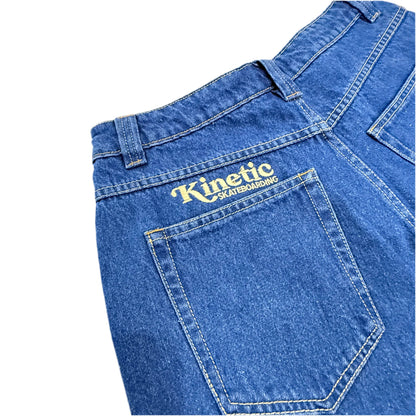 Kinetic Embroidered Baggy Denim Pants Deep Denim Blue