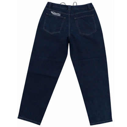 Kinetic Embroidered Baggy Denim Pants Black Gold Stitch