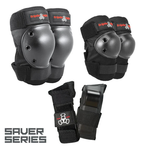 Triple 8 Saver Series 3 Pack Pad Set Black
