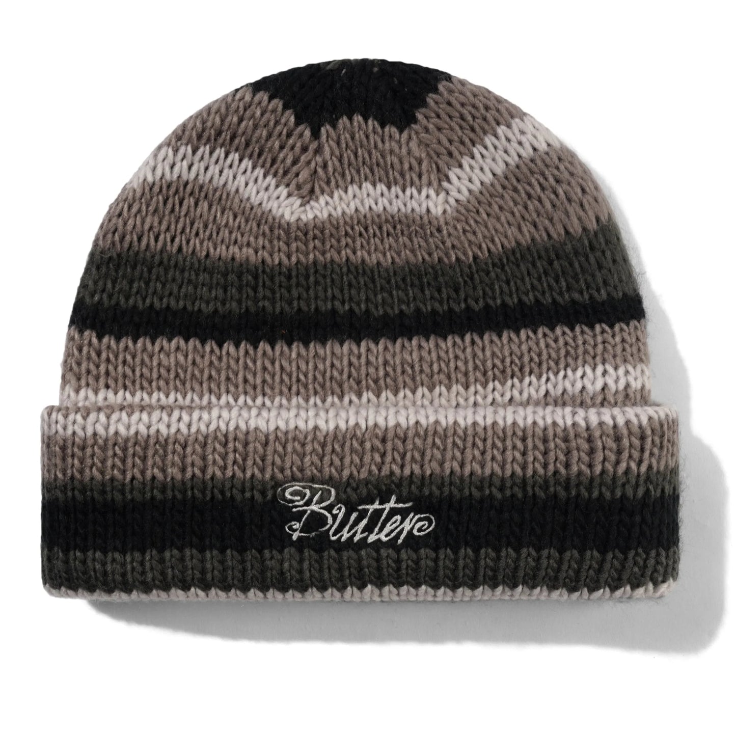 Butter Goods Ombre Strip Knit Beanie Black