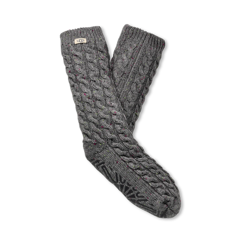 Women's Elowyn Cable Knit Fleece Lined in Charcoal Heather Confetti