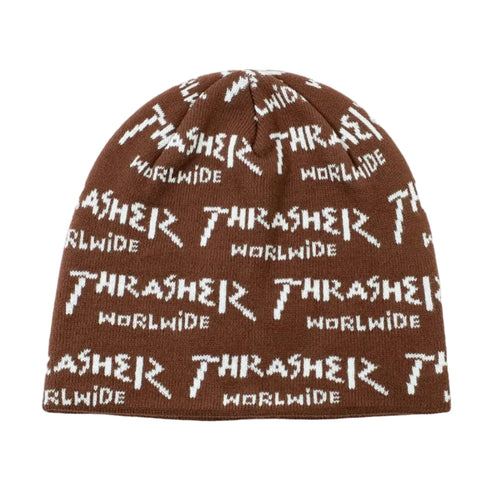 Thrasher Worlwide Skully Beanie Brown