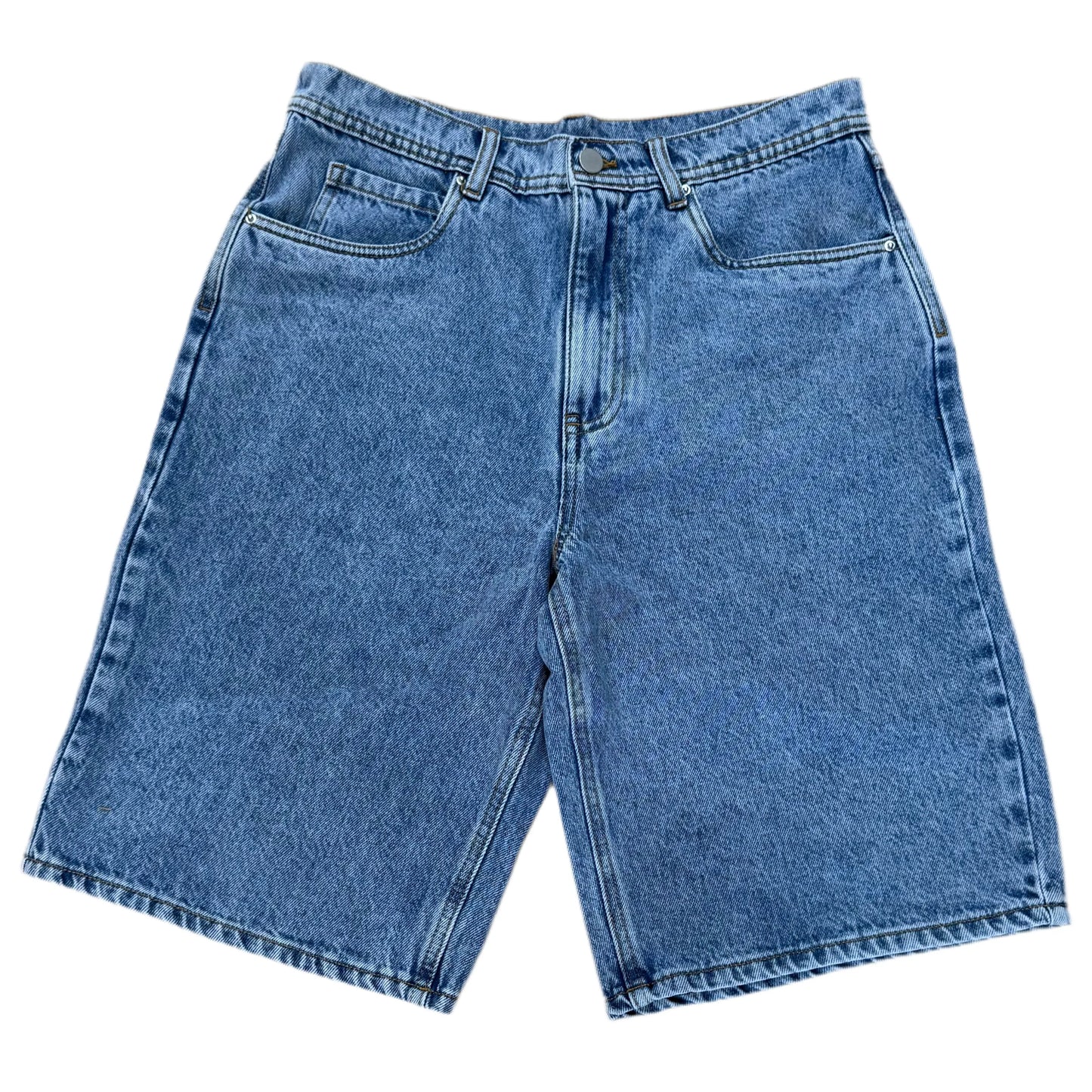 Kinetic Embroidered Baggy Denim Shorts Blue
