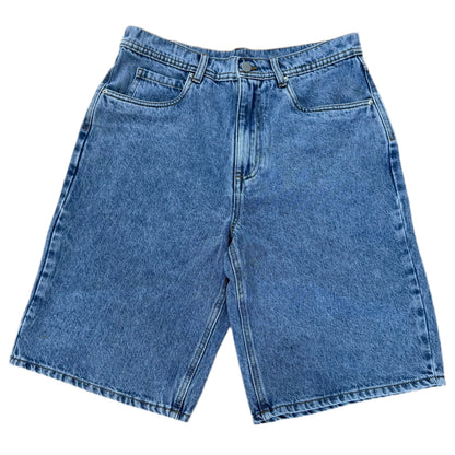Kinetic Embroidered Baggy Denim Shorts Blue