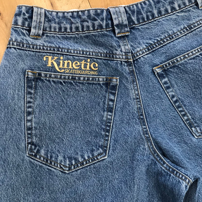 Kinetic Embroidered Baggy Denim Pants Blue