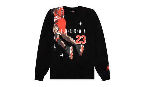 Slam Dunk Contest Holiday Long Sleeve Pixel T-Shirt "Black / Chile Red" DC9793 010